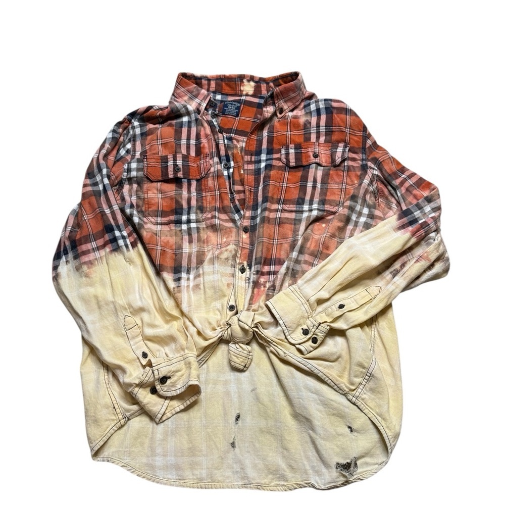 🔥 Vintage Faded Glory Bleached Flannel Button Up‎ XXL Grunge ✨👕